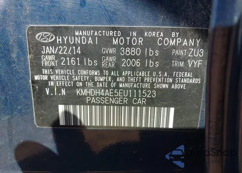 2014 Hyundai Elantra Se из США, поврежденный, VIN KMHDH4AE5EU111523